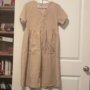 Polagram Tan Midi Dress with Pockets